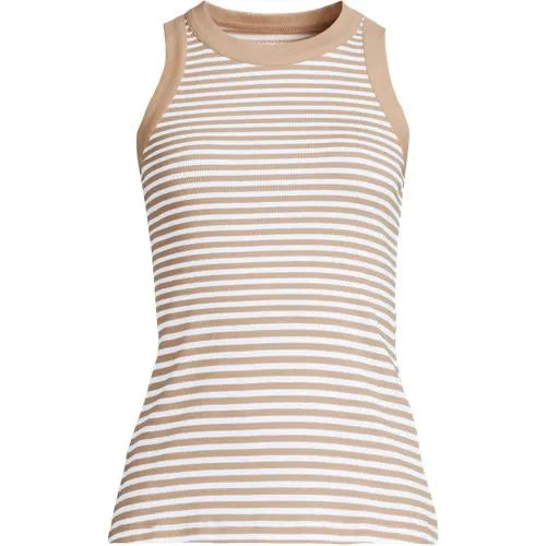 Women's Petite Micro Rib Crew Neck Tank