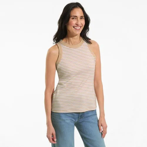 Women's Petite Micro Rib Crew Neck Tank