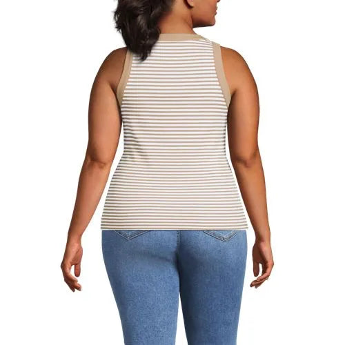 Women's Petite Micro Rib Crew Neck Tank