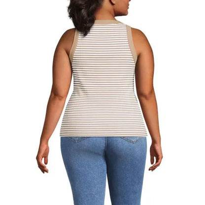 Women's Petite Micro Rib Crew Neck Tank