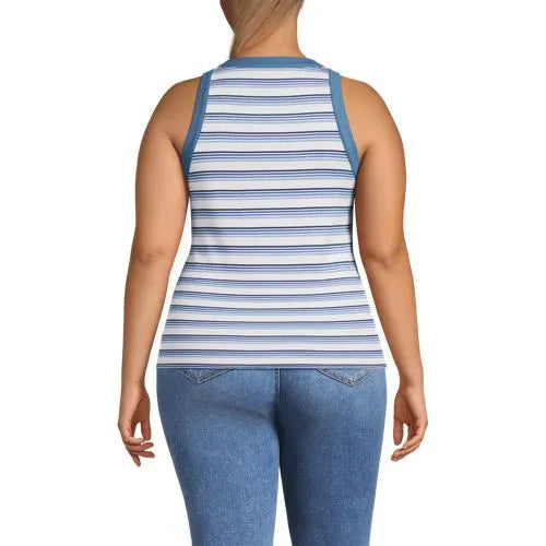 Women's Petite Micro Rib Crew Neck Tank