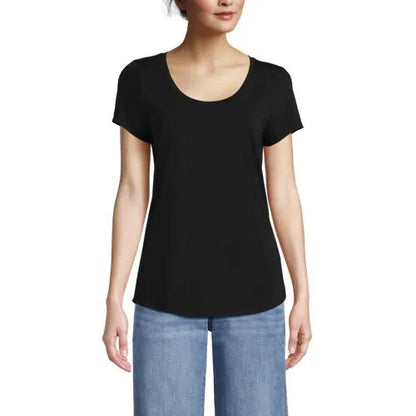 Women's Short Sleeve Lightweight Jersey Scoop Neck T-shirt