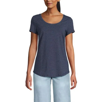 Women's Short Sleeve Lightweight Jersey Scoop Neck T-shirt