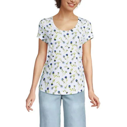 Women's Short Sleeve Lightweight Jersey Scoop Neck T-shirt