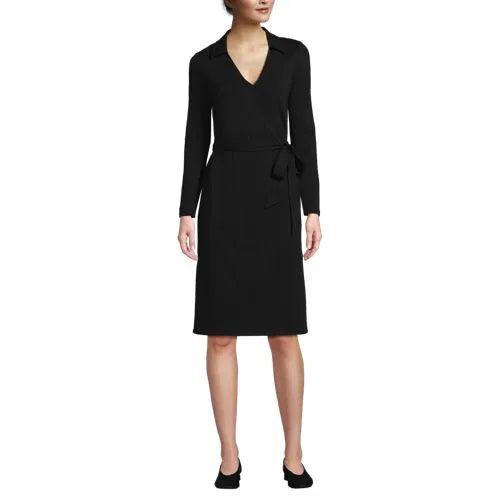 Women's Cotton Modal Collared Wrap Dress