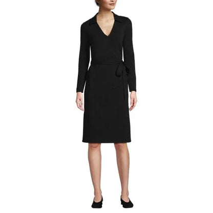 Women's Cotton Modal Collared Wrap Dress