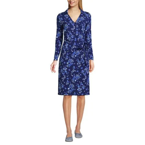 Women's Cotton Modal Collared Wrap Dress