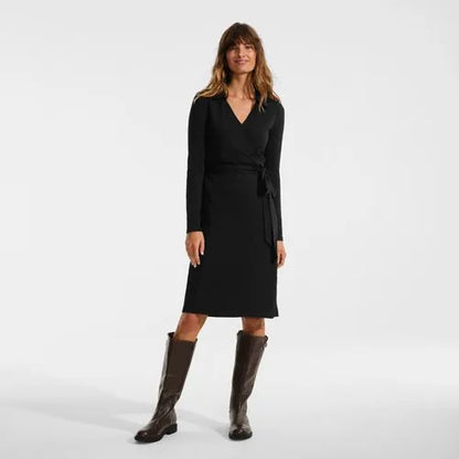 Women's Cotton Modal Collared Wrap Dress