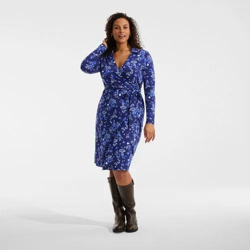 Women's Cotton Modal Collared Wrap Dress