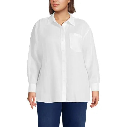Women's Linen Oversized Button Front Shirt