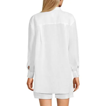 Women's Linen Oversized Button Front Shirt