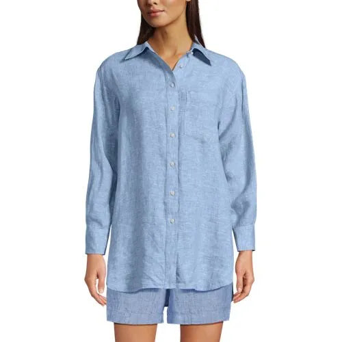 Women's Linen Oversized Button Front Shirt