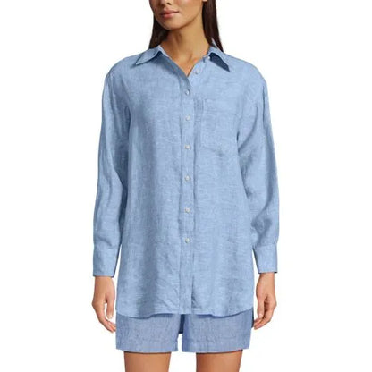 Women's Linen Oversized Button Front Shirt