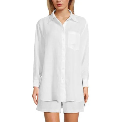 Women's Linen Oversized Button Front Shirt