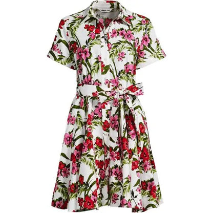 Women's Linen Blend Button Front Dress with Godets