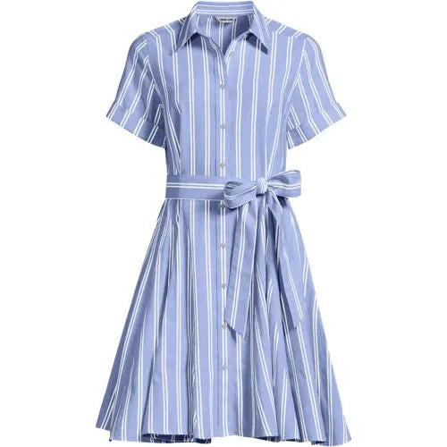 Women's Linen Blend Button Front Dress with Godets