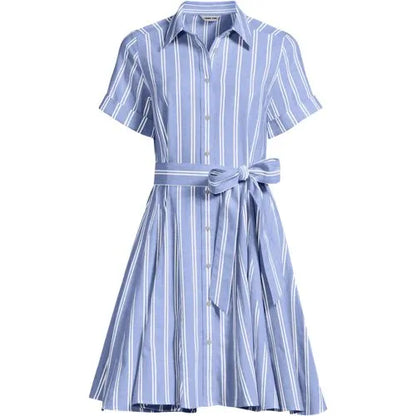 Women's Linen Blend Button Front Dress with Godets