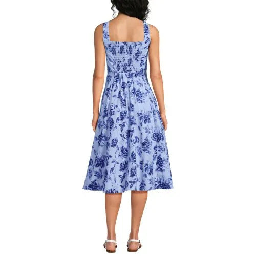 Women's Princess Seamed Cotton Poplin Midi Dress