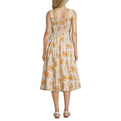 Women's Princess Seamed Cotton Poplin Midi Dress