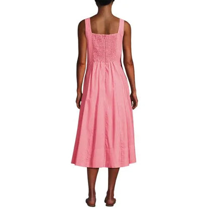 Women's Princess Seamed Cotton Poplin Midi Dress