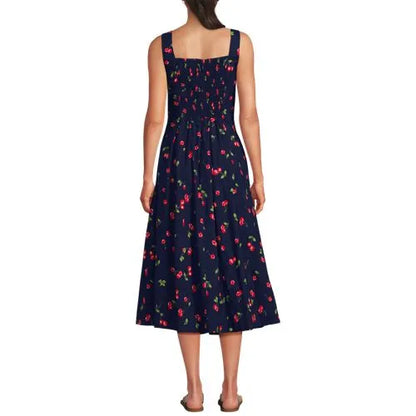 Women's Princess Seamed Cotton Poplin Midi Dress