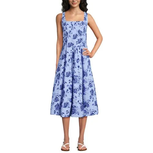Women's Princess Seamed Cotton Poplin Midi Dress