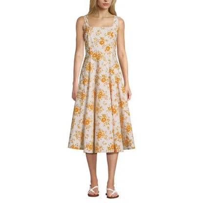 Women's Princess Seamed Cotton Poplin Midi Dress