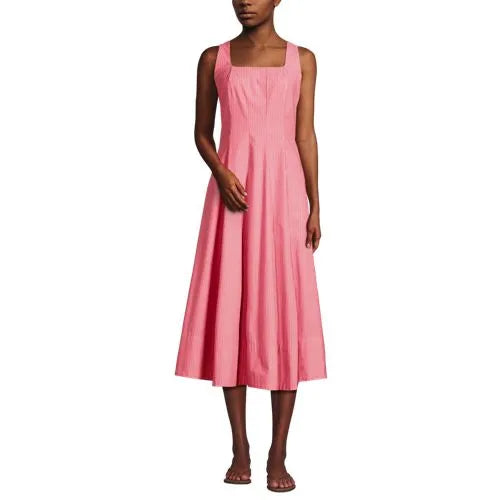 Women's Princess Seamed Cotton Poplin Midi Dress