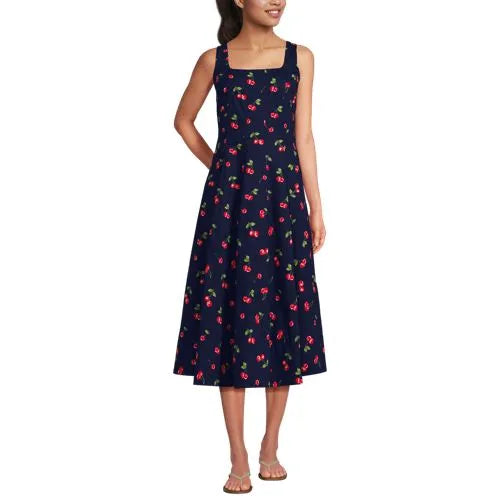 Women's Princess Seamed Cotton Poplin Midi Dress