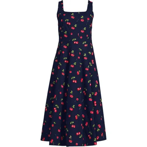 Women's Princess Seamed Cotton Poplin Midi Dress
