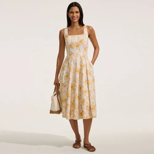 Women's Princess Seamed Cotton Poplin Midi Dress