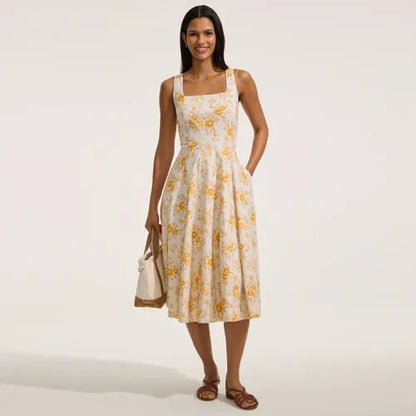 Women's Princess Seamed Cotton Poplin Midi Dress