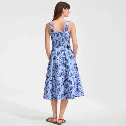 Women's Princess Seamed Cotton Poplin Midi Dress