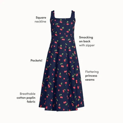 Women's Princess Seamed Cotton Poplin Midi Dress