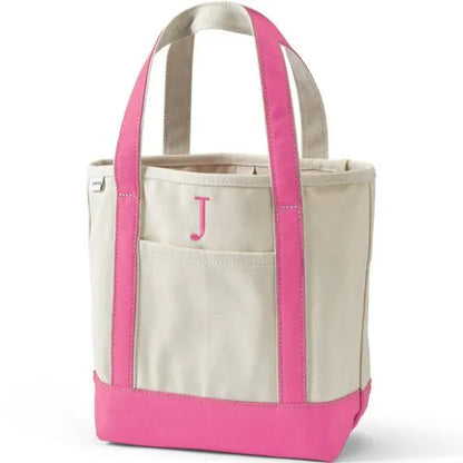 Pre-Monogrammed Letter A Canvas Tote Bag