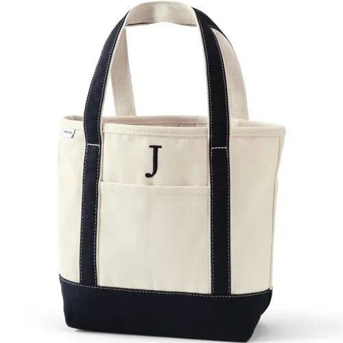 Pre-Monogrammed Letter A Canvas Tote Bag