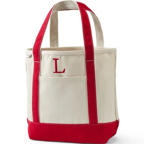 Pre-Monogrammed Letter A Canvas Tote Bag
