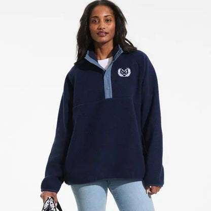 Unisex Snap Neck Fleece Pullover