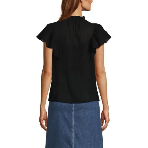 Women's Flutter Sleeve Button Front Blouse