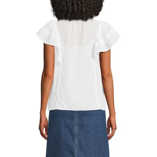 Women's Flutter Sleeve Button Front Blouse