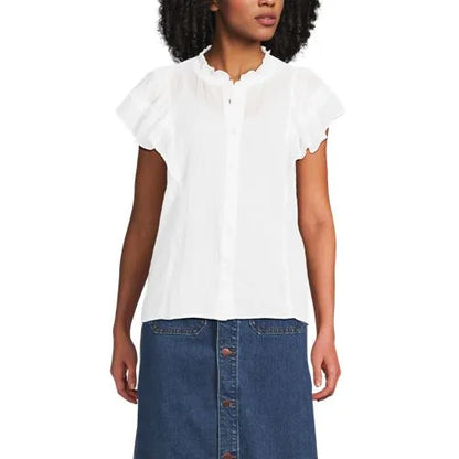 Women's Flutter Sleeve Button Front Blouse