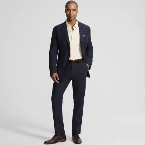 Men's Classic Fit Linen Blend Polished Trouser