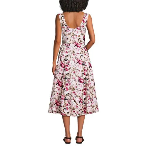 Women's Poplin Boatneck Midi Dress