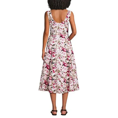 Women's Poplin Boatneck Midi Dress