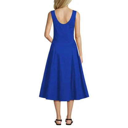 Women's Poplin Boatneck Midi Dress