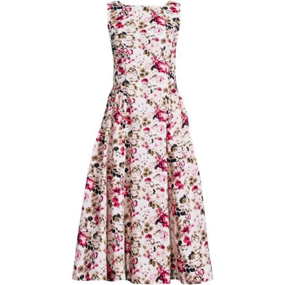Women's Poplin Boatneck Midi Dress