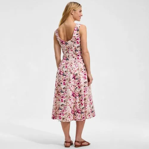 Women's Poplin Boatneck Midi Dress