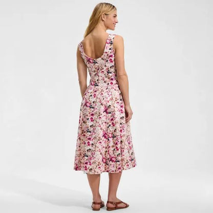 Women's Poplin Boatneck Midi Dress