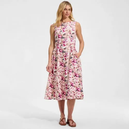 Women's Poplin Boatneck Midi Dress