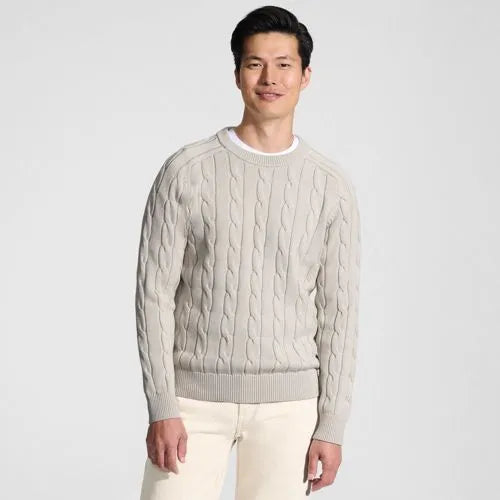 Men's Long Sleeve Drifter Cable Crewneck Sweater